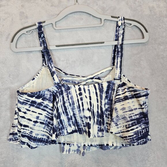 Torrid Swim top Womens 10 (00) Blue Whit tie dye strappy built in bra sexy casua - Picture 4 of 12